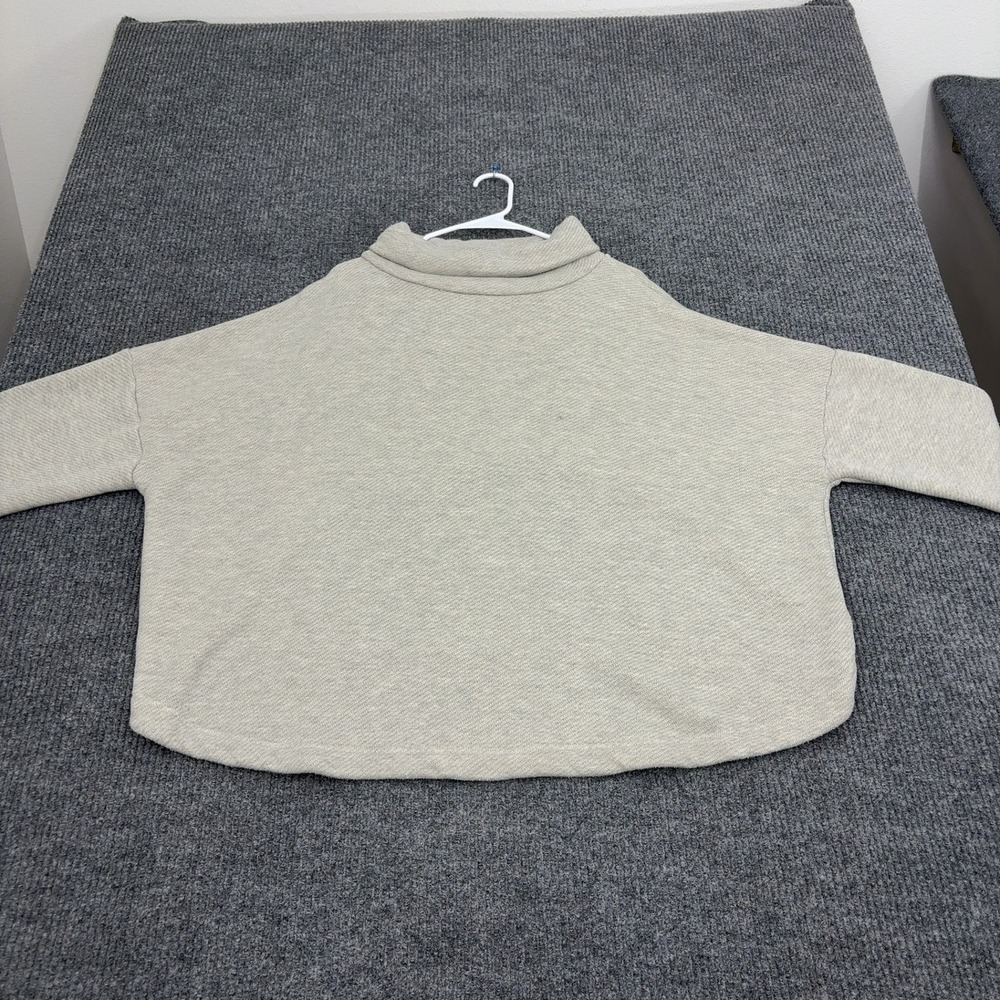 Free People FP Beach Sweatshirt Women XL Gray Cotton Blend Mock Neck Boho Casual